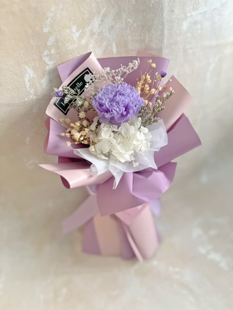 只限香港 母親節花束系列 小心意 紫色 康乃馨 永生花 保鮮花