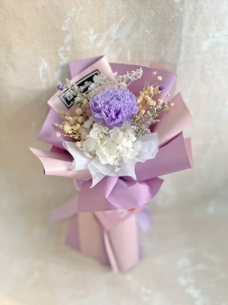 只限香港 母親節花束系列 小心意 紫色 康乃馨 永生花 保鮮花