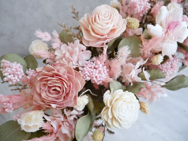 長盆大型乾燥花盆花【花漾柔粉】乾燥花盆花/開幕賀禮/新婚