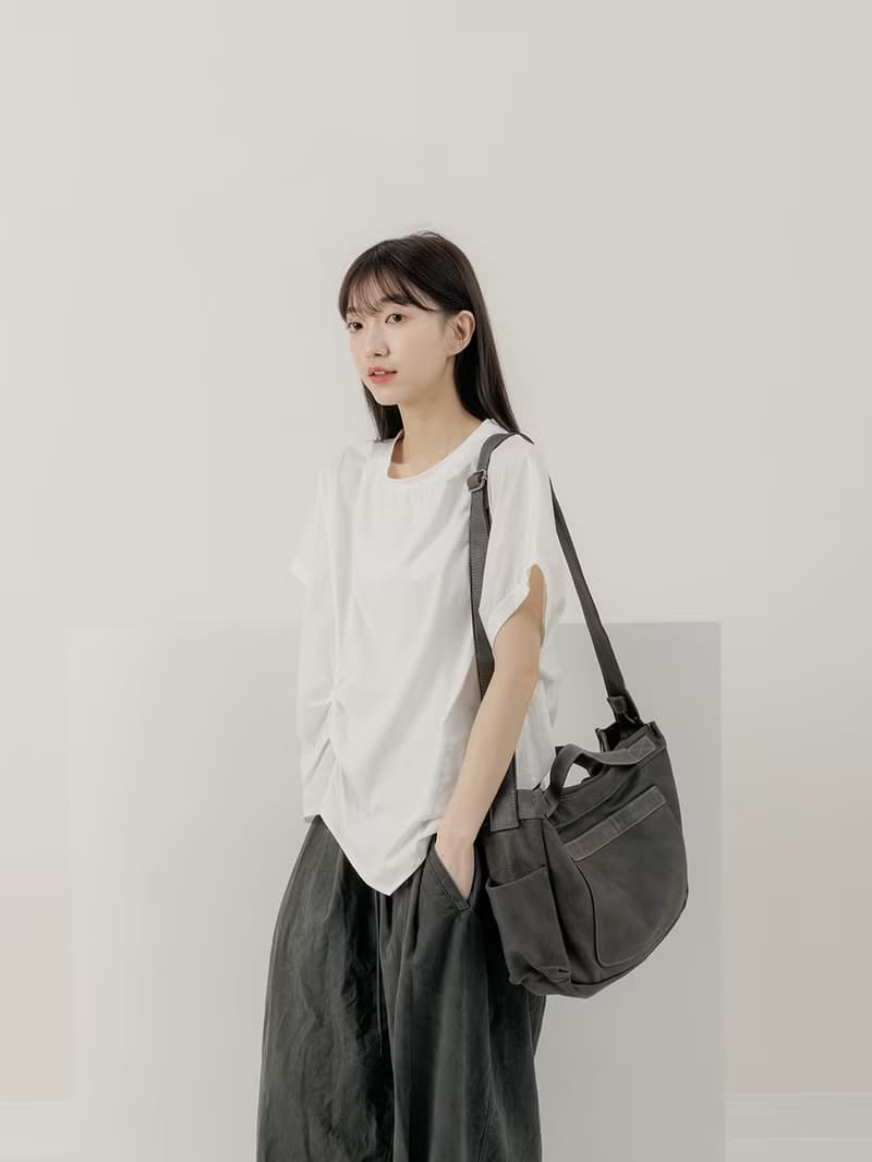 supportingrole 真皮簡約實用都會肩側背包 黑