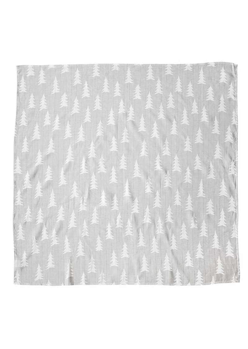 有機棉紗布包巾(森林 – 灰底) – GRAN MUSLIN BLANKET – Grey