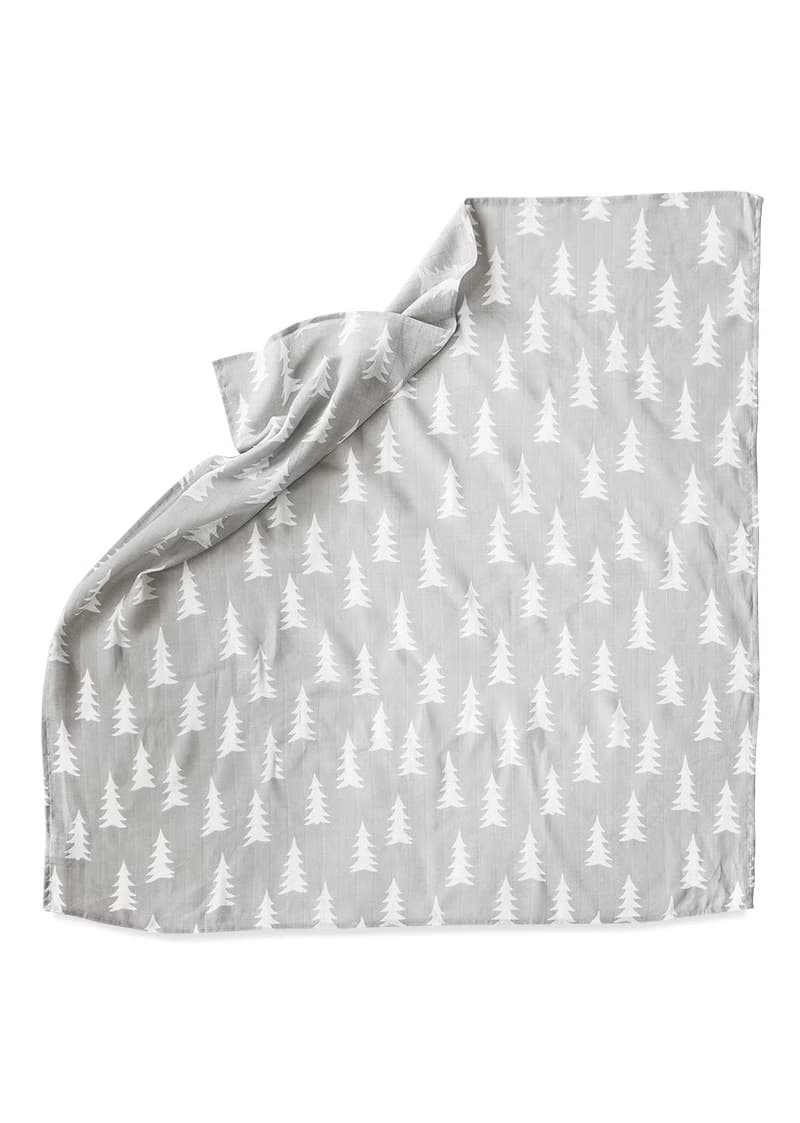有機棉紗布包巾(森林 – 灰底) – GRAN MUSLIN BLANKET – Grey