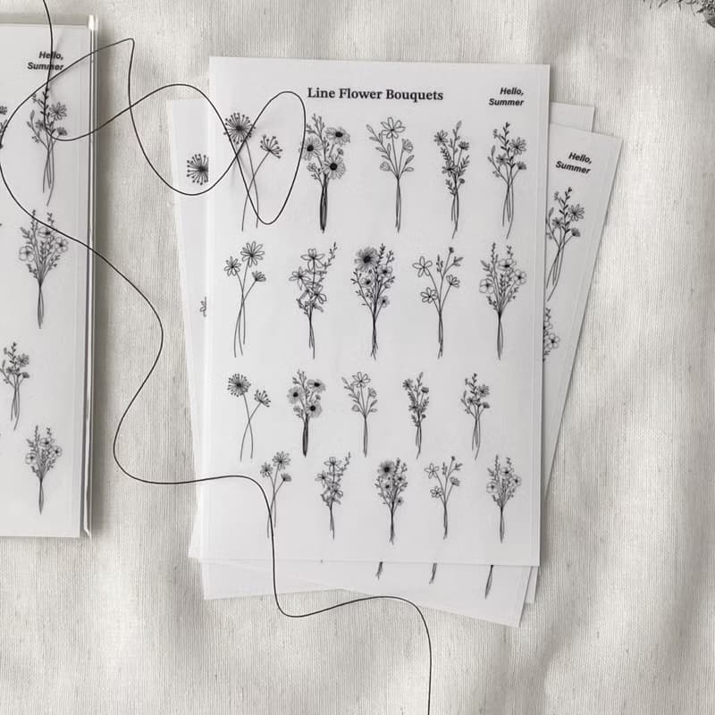 line flower bouquet transparent sticker