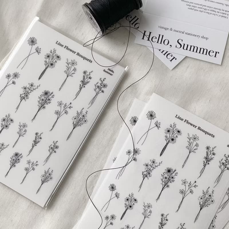 line flower bouquet transparent sticker