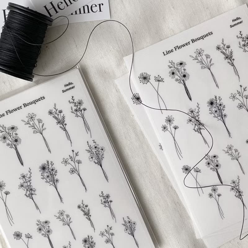 line flower bouquet transparent sticker