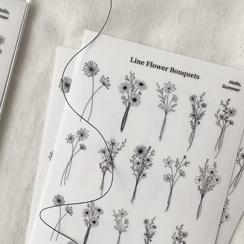 line flower bouquet transparent sticker