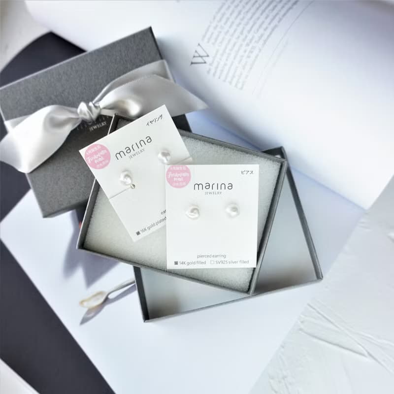 SILVER square metal wrapped hoop clip on earrings 可変耳針式