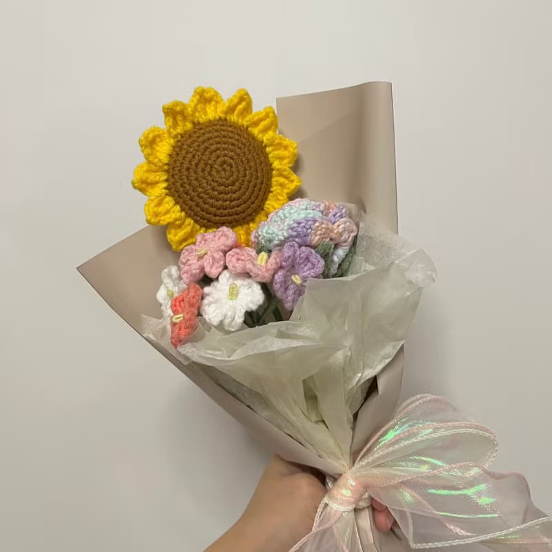 鈎針編織向日葵花束