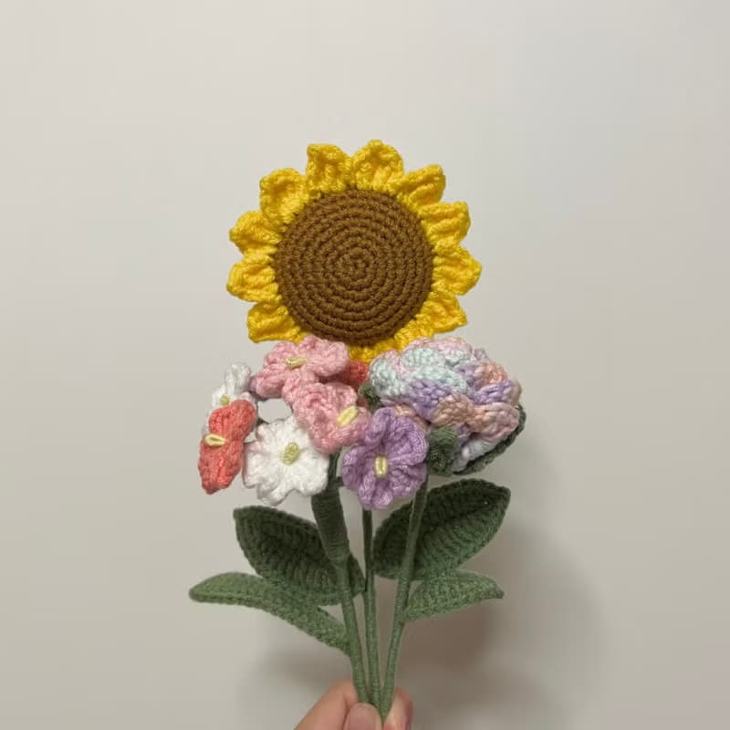 鈎針編織向日葵花束