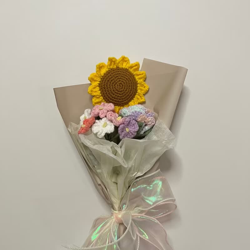 鈎針編織向日葵花束
