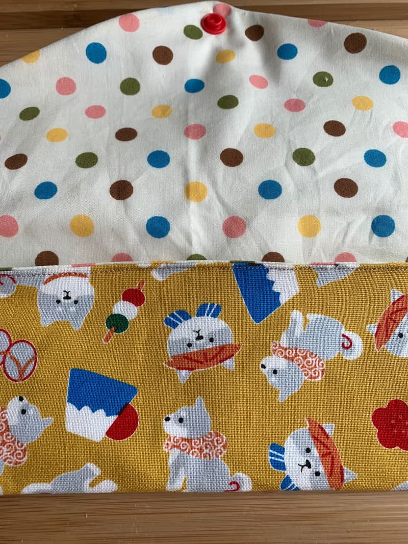 文青風環保筷袋  柴柴野餐樂 芥茉黃  手作餐具袋.交換禮物.