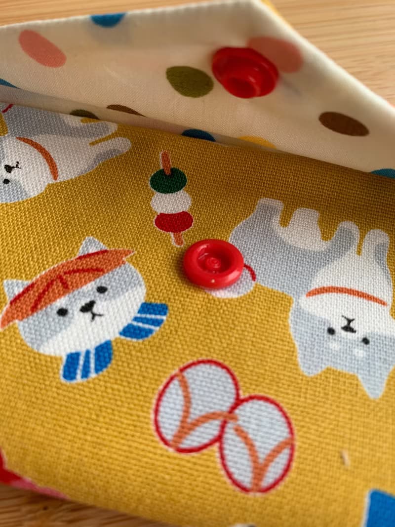 文青風環保筷袋  柴柴野餐樂 芥茉黃  手作餐具袋.交換禮物.