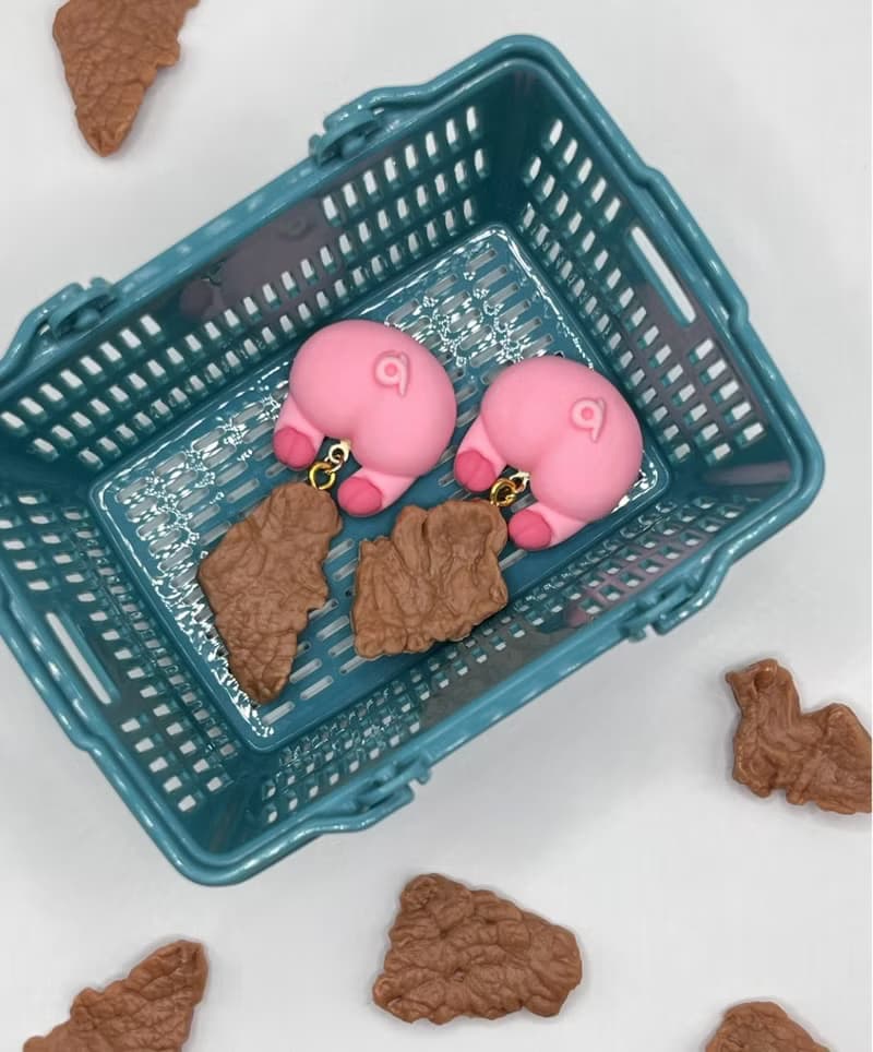 豬屁屁吊肉耳環 – 手工可愛趣味飾品