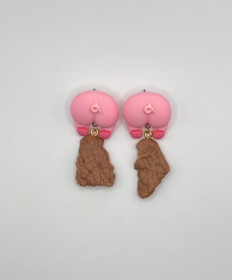 豬屁屁吊肉耳環 – 手工可愛趣味飾品