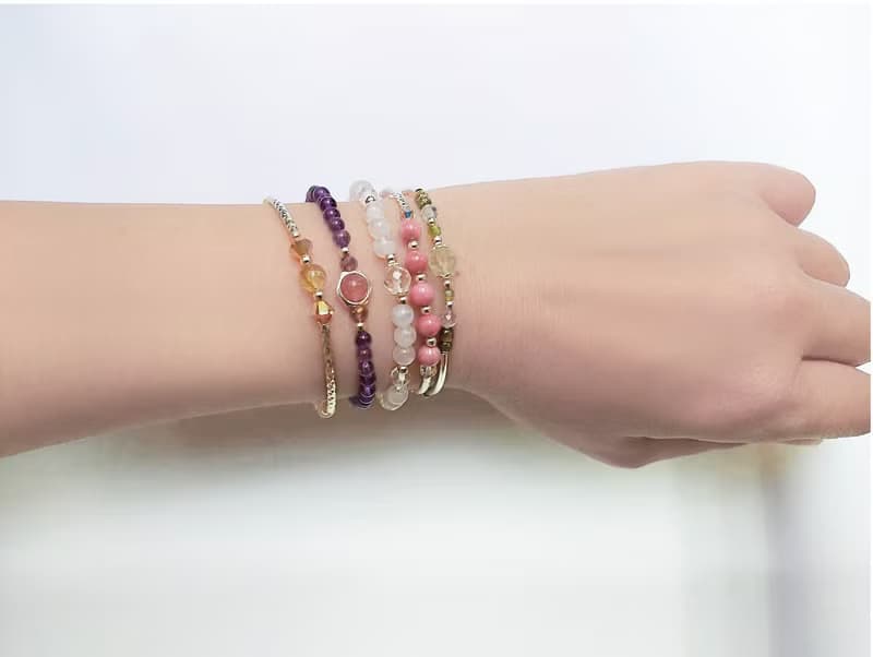 女神月光石 //月光石/白水晶純銀手鍊 /斯里蘭卡藍月光925純銀