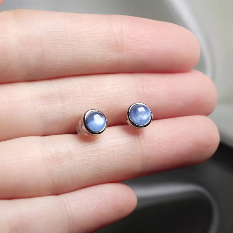 藍晶石S925純銀水晶耳環│5mm 藍晶 簡約大方 氣質女生 新年禮物
