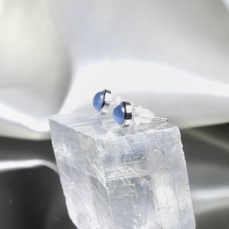 藍晶石S925純銀水晶耳環│5mm 藍晶 簡約大方 氣質女生 新年禮物