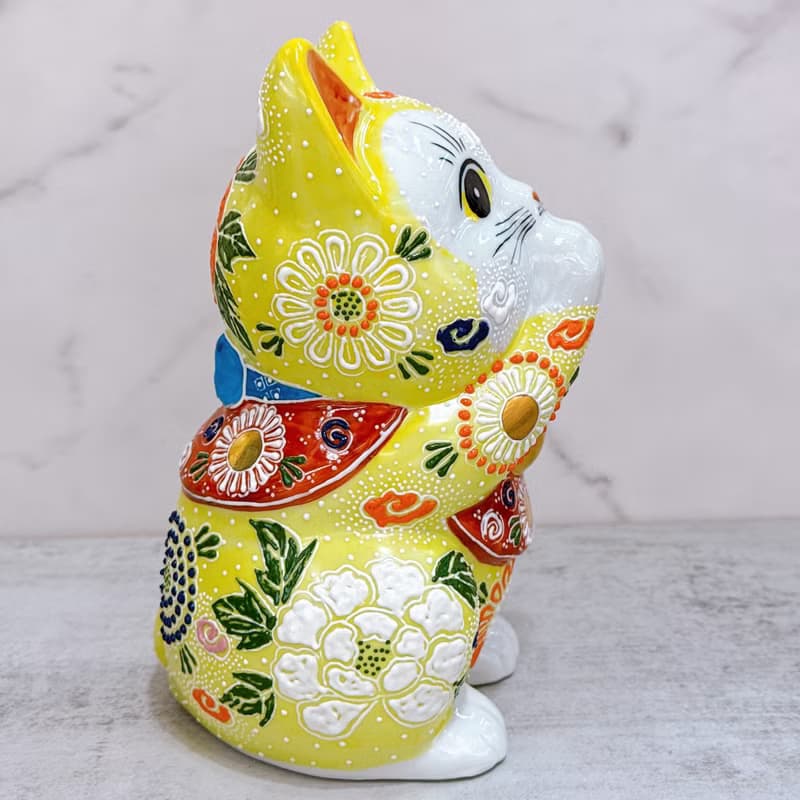 【金願如意】日本九谷燒招財貓 | 禱告黃盛