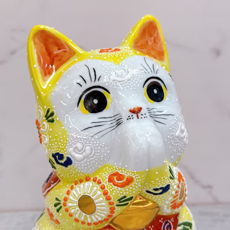 【金願如意】日本九谷燒招財貓 | 禱告黃盛