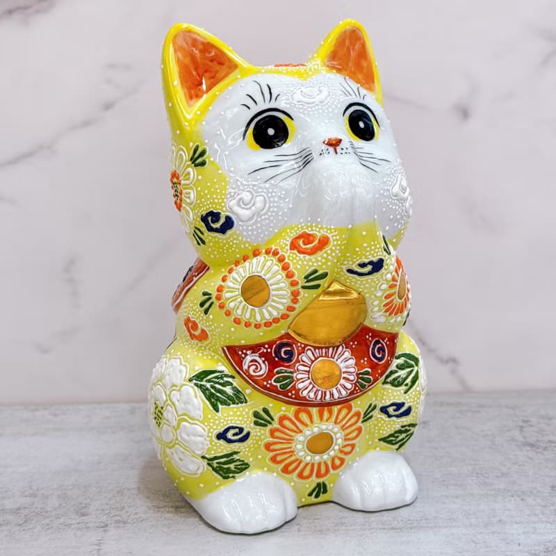 【金願如意】日本九谷燒招財貓 | 禱告黃盛