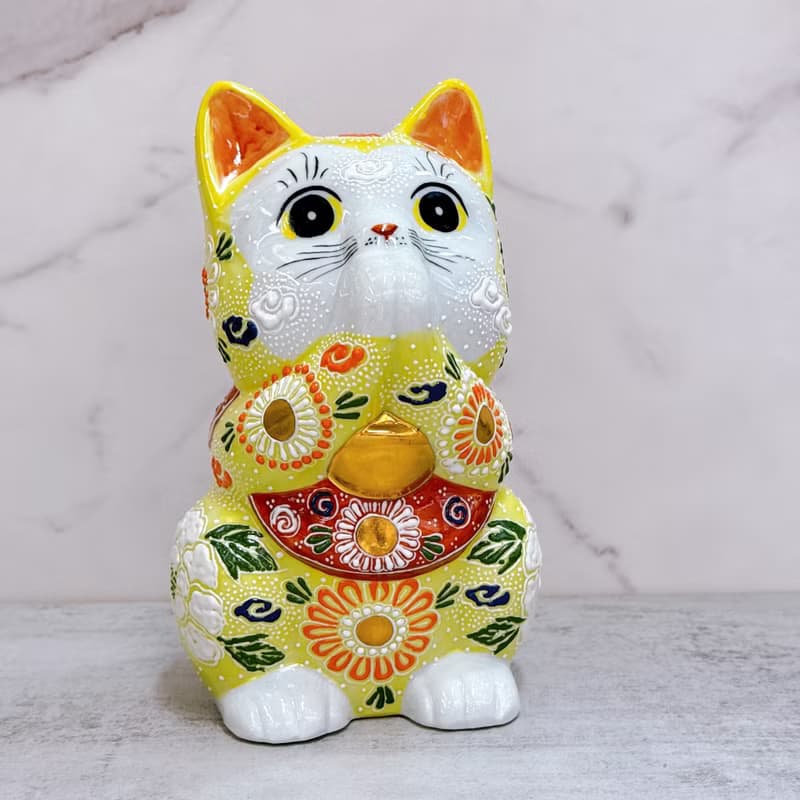 【金願如意】日本九谷燒招財貓 | 禱告黃盛