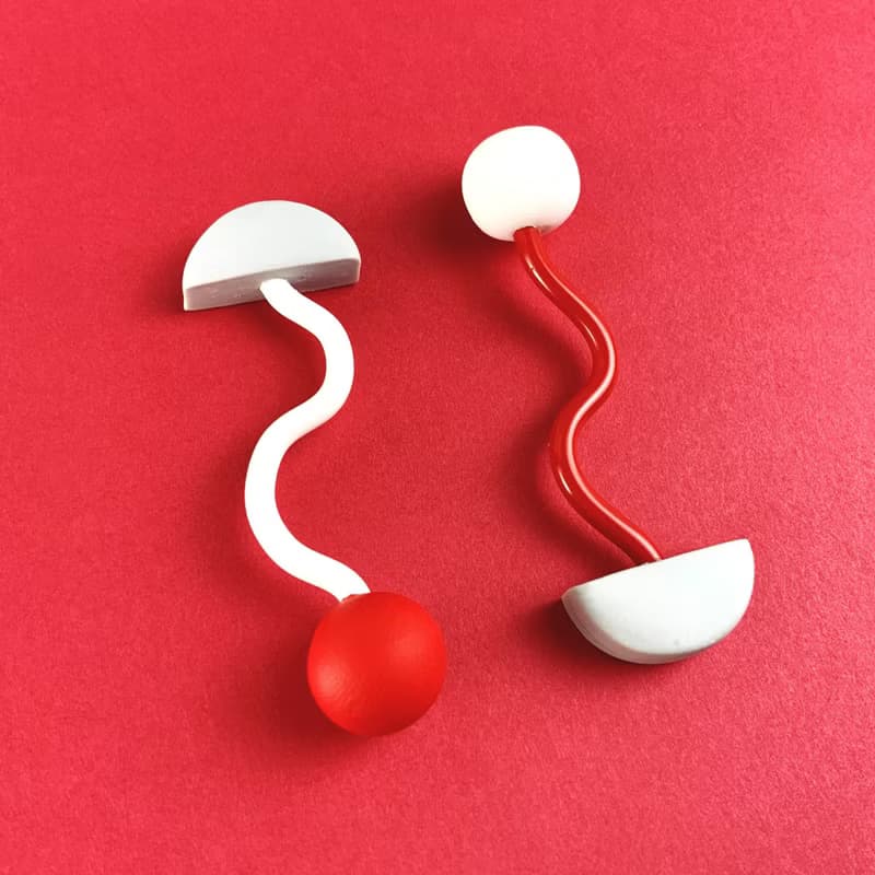 tempo white×red ピアス イヤリング