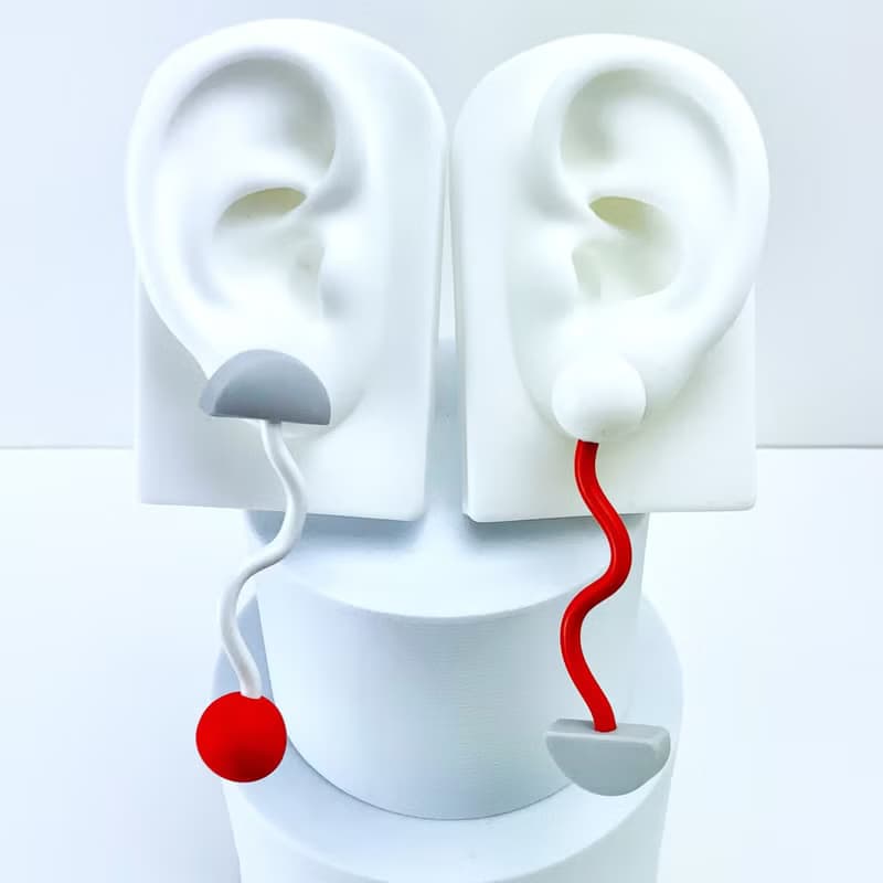 tempo white×red ピアス イヤリング