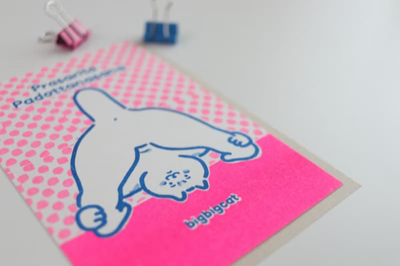 big big cat postcard - Prasarita Padottanasana