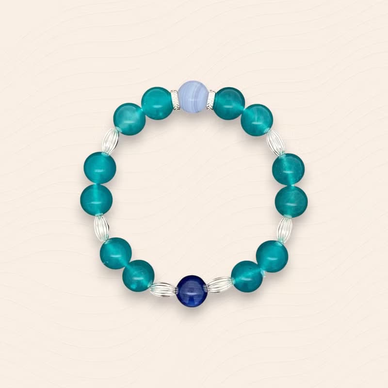 【藍紋瑪瑙】Wind To Win 風轉豐  | 天河石藍紋瑪瑙天然水晶手鍊