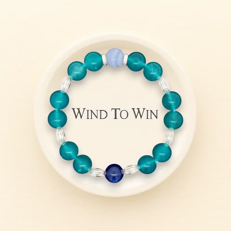 【藍紋瑪瑙】Wind To Win 風轉豐  | 天河石藍紋瑪瑙天然水晶手鍊