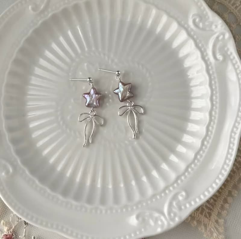 YuanPearl天然極光巴洛剋星星珍珠設計款珍珠耳釘耳環純銀耳飾