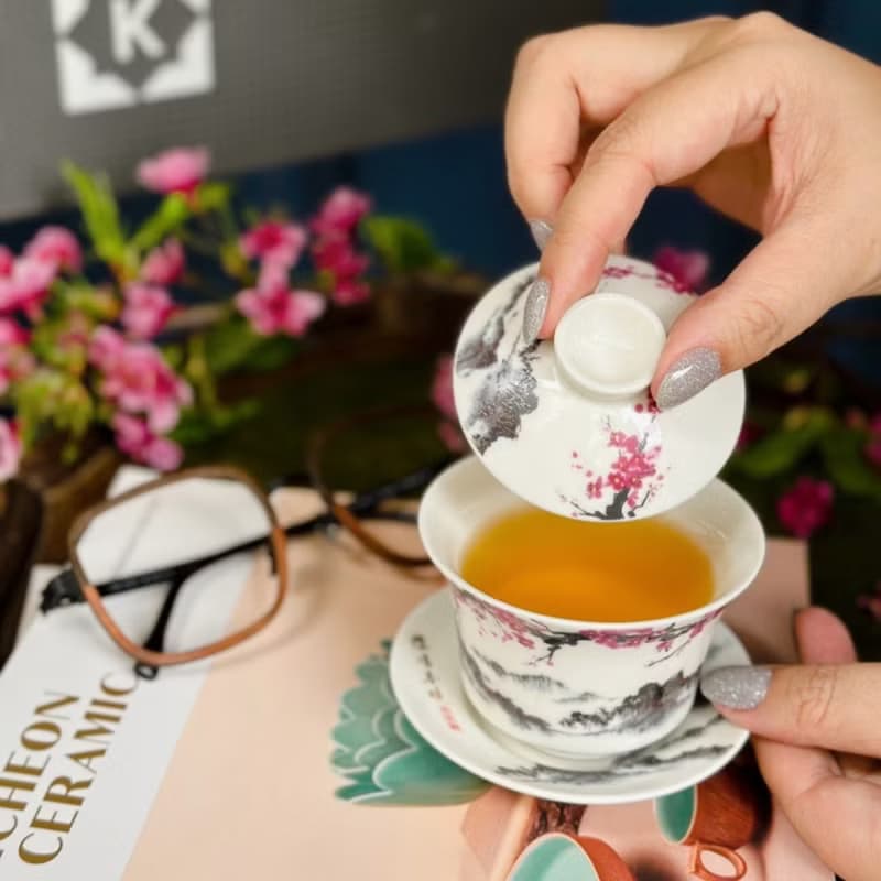 櫻啼春曉功夫杯/中國風/泡茶/杯蓋
