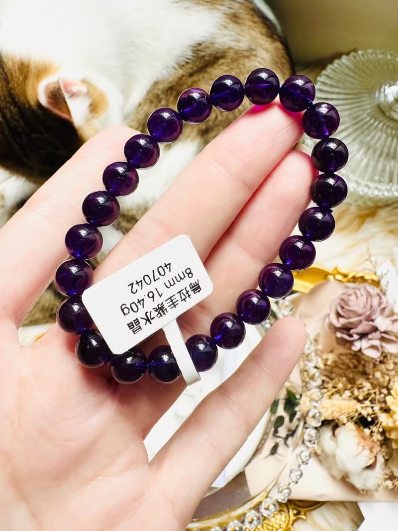 精品濃色烏拉圭紫水晶8mm16.40g著名智慧之石貴人緣廣結人緣