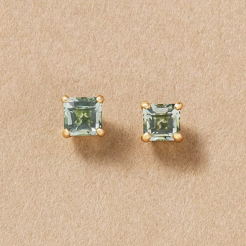 【Second Earrings】 18K 黃金方形象棋切割耳環