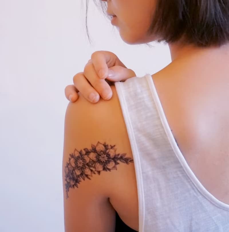 手繪小清新花草植物紋身貼紙文青花束剌青浪漫塔羅簡潔裝飾物禮物