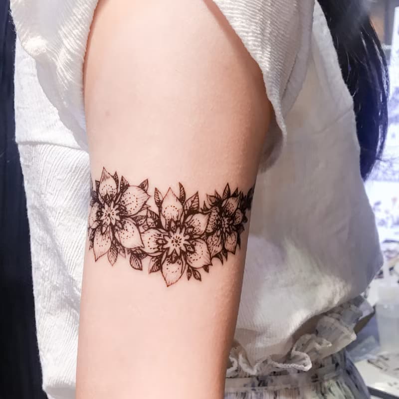 手繪小清新花草植物紋身貼紙文青花束剌青浪漫塔羅簡潔裝飾物禮物