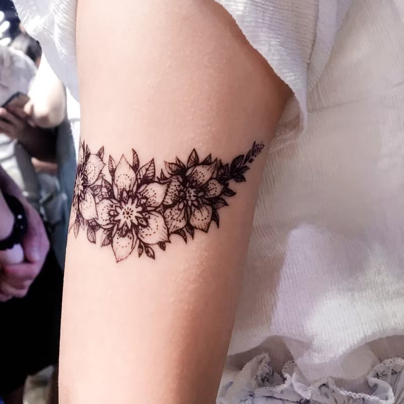 手繪小清新花草植物紋身貼紙文青花束剌青浪漫塔羅簡潔裝飾物禮物