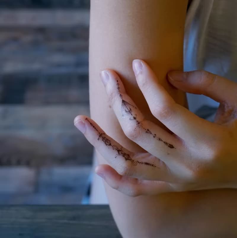 手繪小清新花草植物紋身貼紙文青花束剌青浪漫塔羅簡潔裝飾物禮物