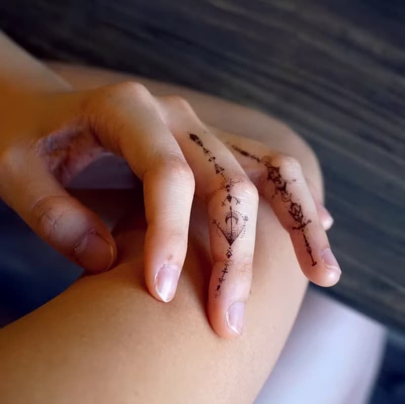 手繪小清新花草植物紋身貼紙文青花束剌青浪漫塔羅簡潔裝飾物禮物