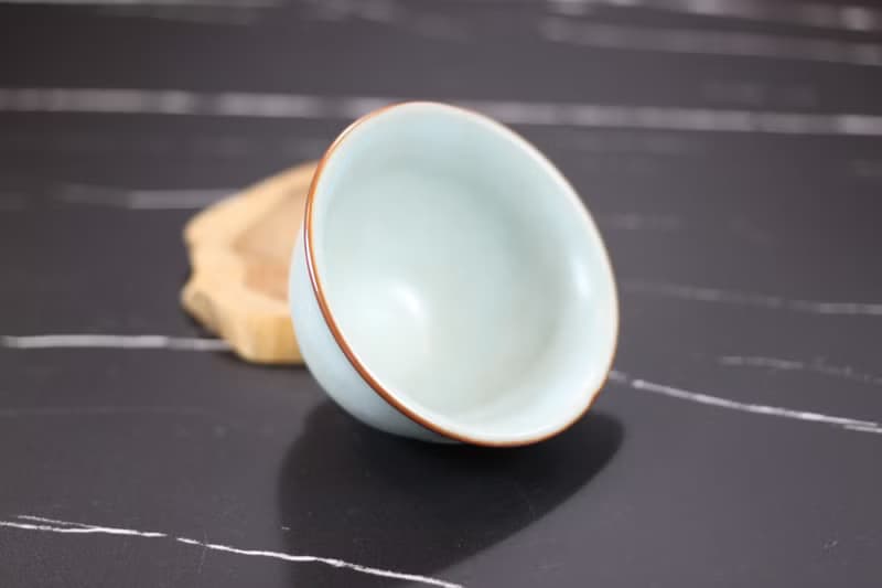 【母親節禮物】祥億窯 天青汝窯 葵口茶杯 鶯歌陶藝名家葉敏祥作