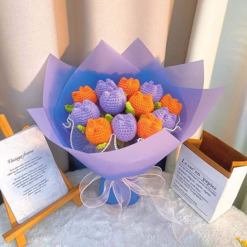 手作鉤織鬱金香花束