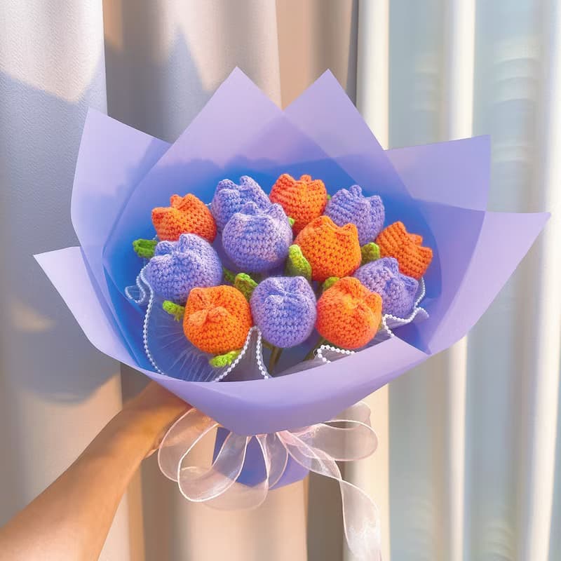 手作鉤織鬱金香花束