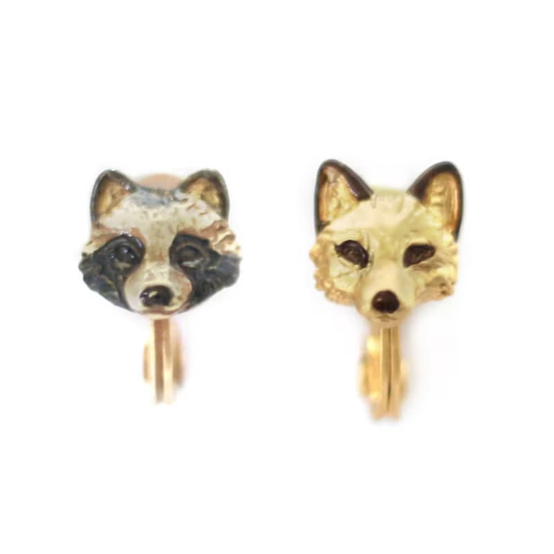 たぬきつイヤリング Racoon Dog and Fox Earring EA130