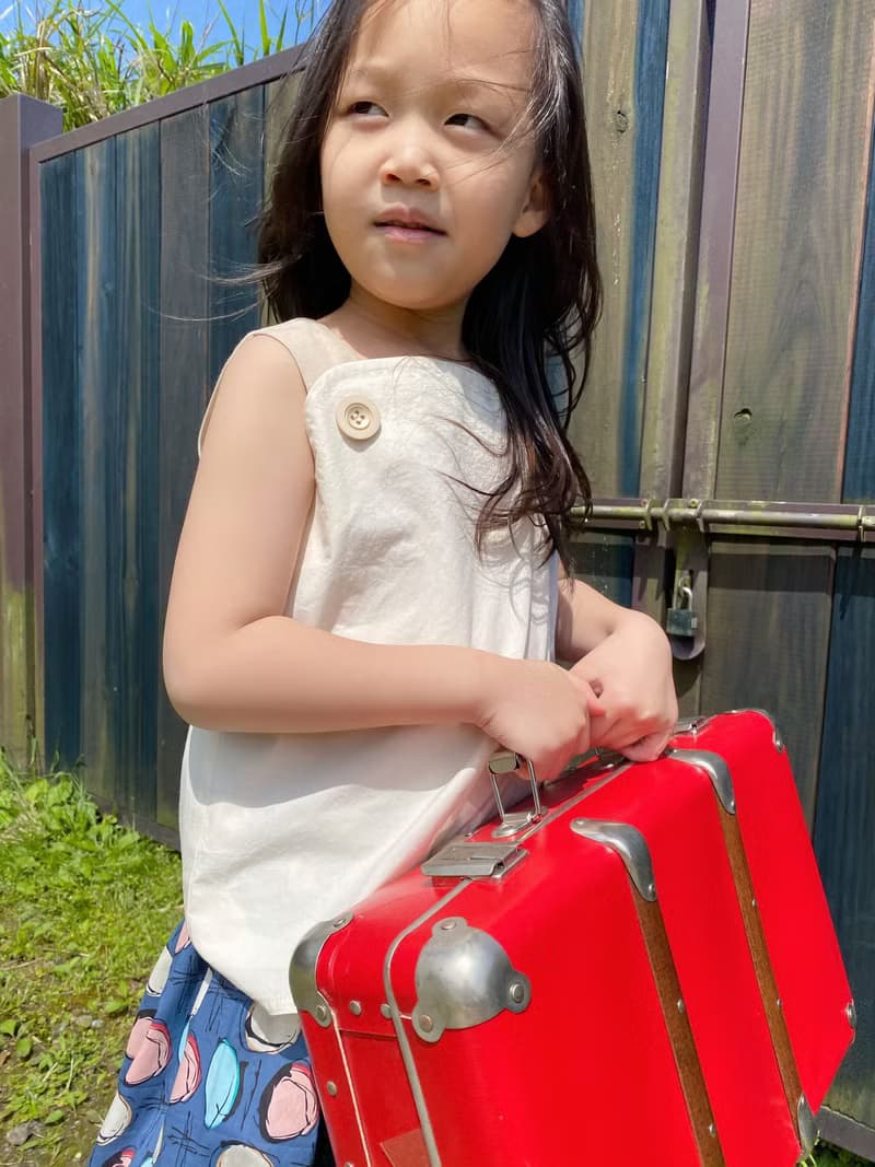 濱海落日剪接無袖背心(白)