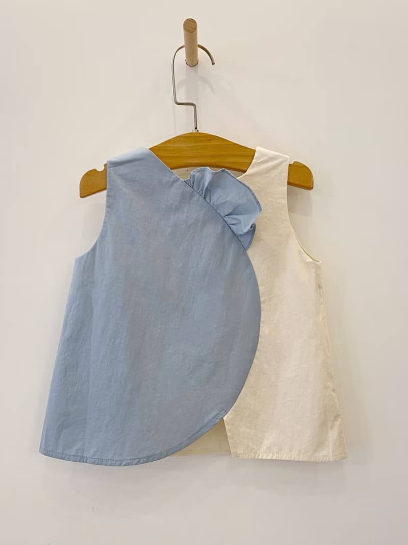 濱海落日剪接無袖背心(白)