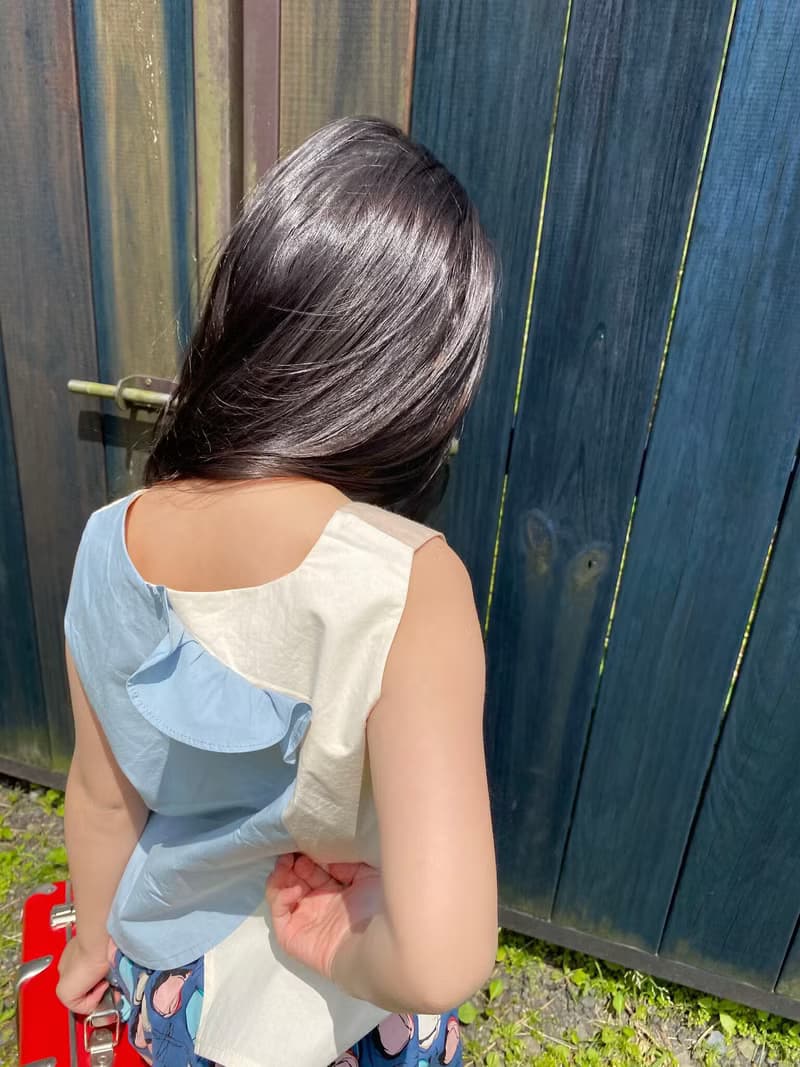 濱海落日剪接無袖背心(白)