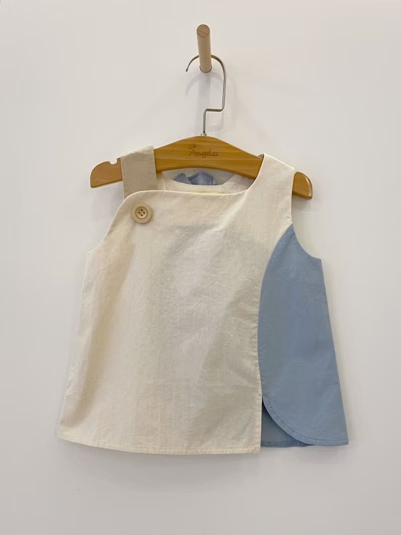 濱海落日剪接無袖背心(白)