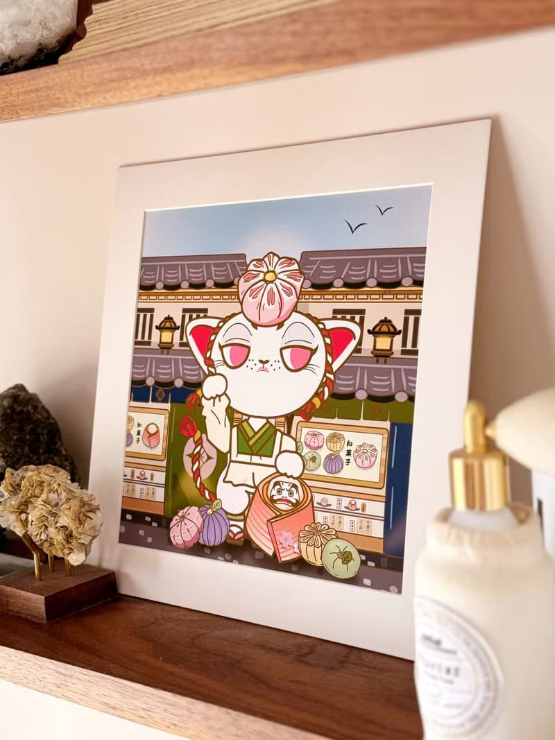 【招財貓】Mittsu Kumi 原創作品-卡紙框裝裱、藝術微噴畫