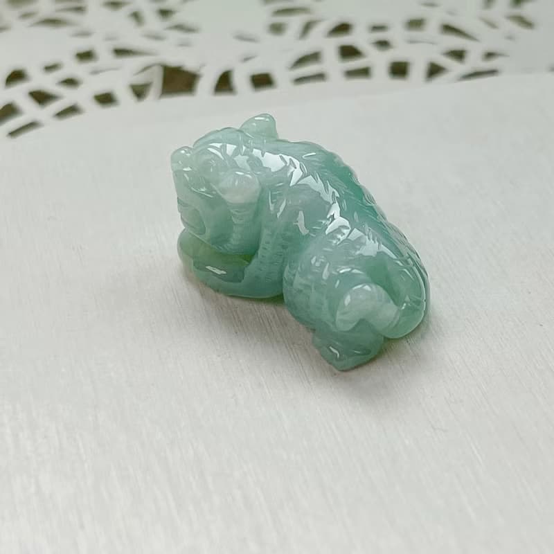 果陽綠翡翠老虎項鍊擺飾 | 天然緬甸玉A貨翡翠 | 送禮