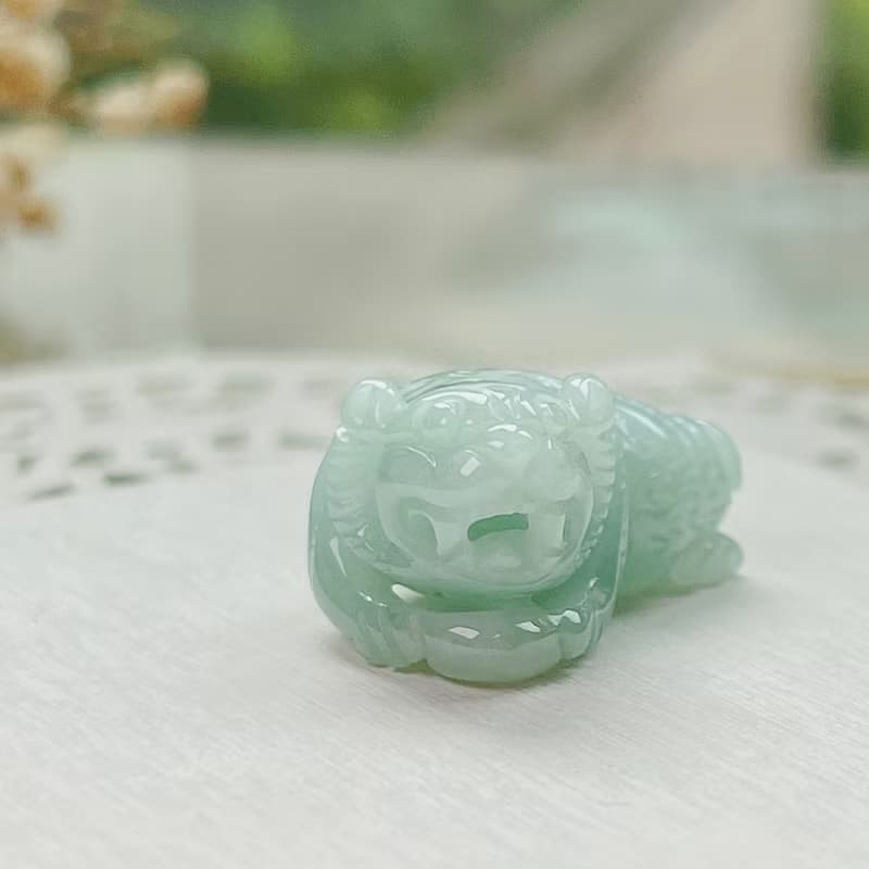 果陽綠翡翠老虎項鍊擺飾 | 天然緬甸玉A貨翡翠 | 送禮